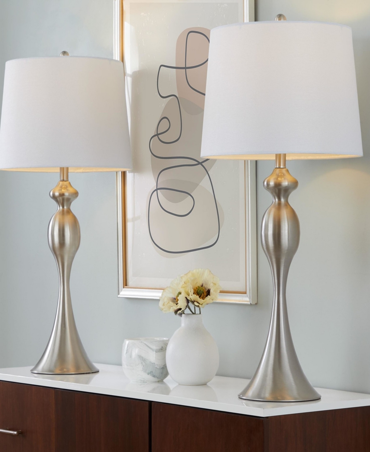 Lumisource Ashland 30" Metal Table Lamp, Set Of 2 In Silver,white