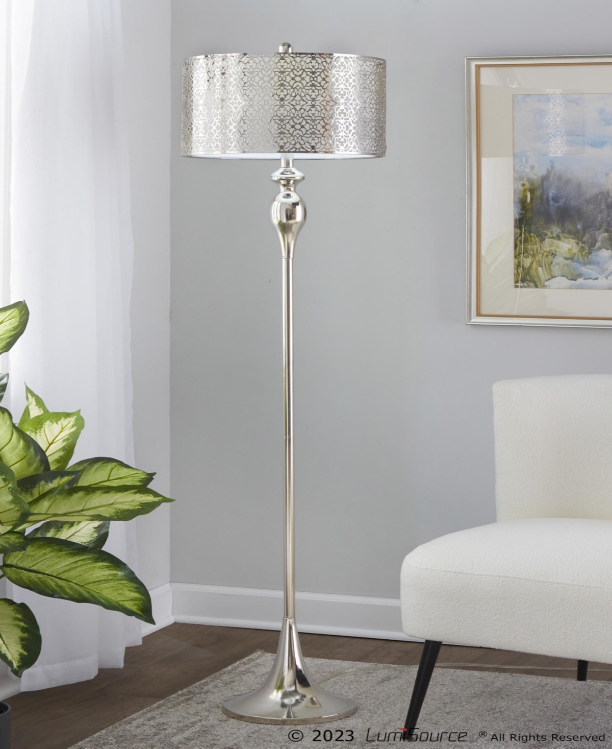 Lumisource Ashland 63" Metal Floor Lamp In Silver