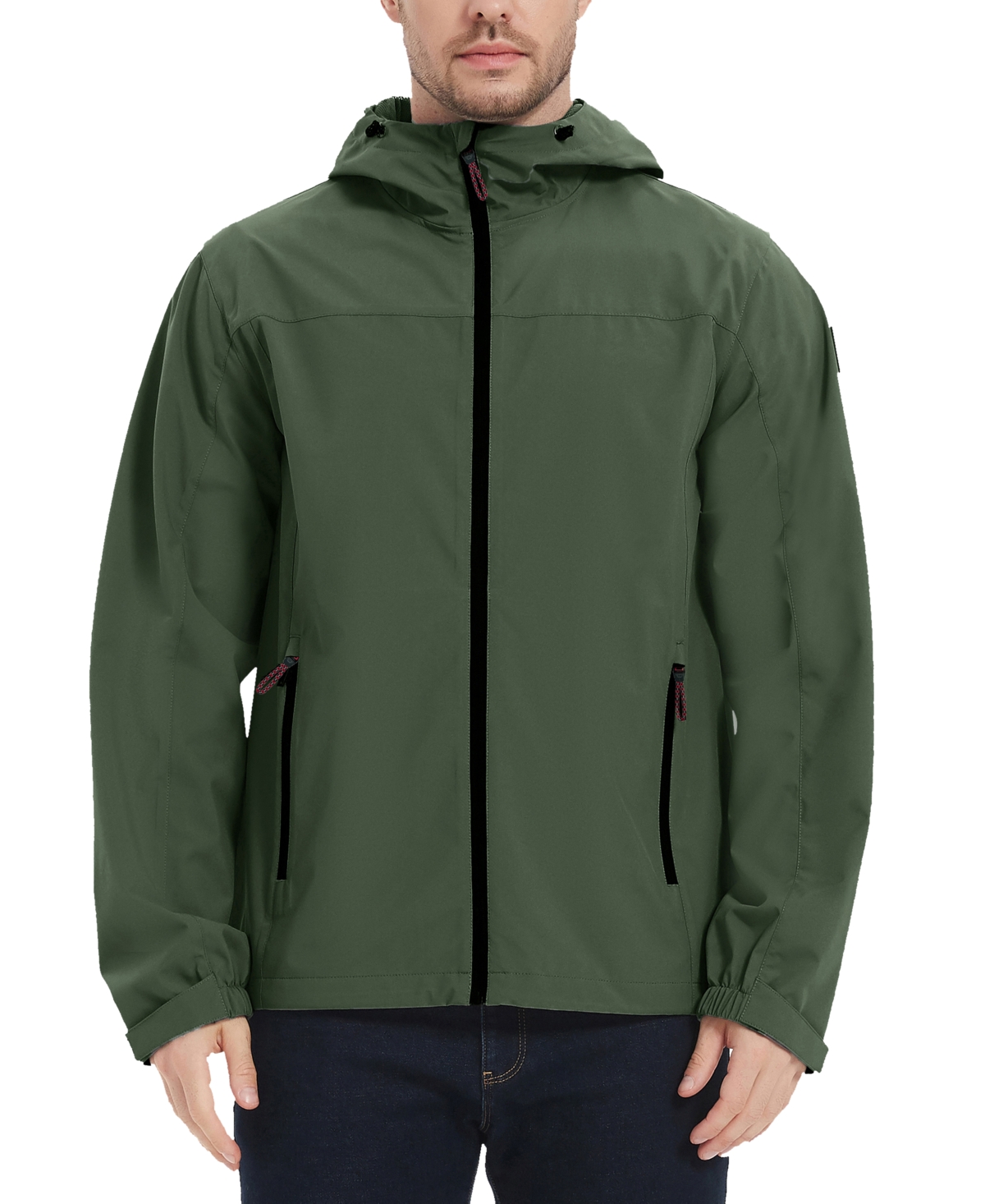Hawke & Co. Men's All-season Lightweight Stretch Hooded Rain Jacket In Black Forest