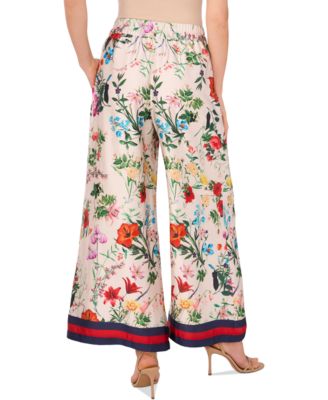Women's Floral-Print Drawstring Wide-Leg Pants