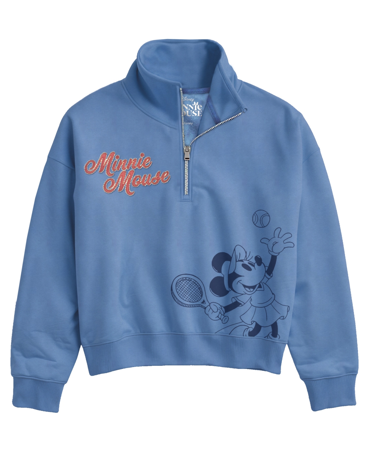 Disney Kids' Big Girls Minnie French Terry Long Sleeve Tennis Top
