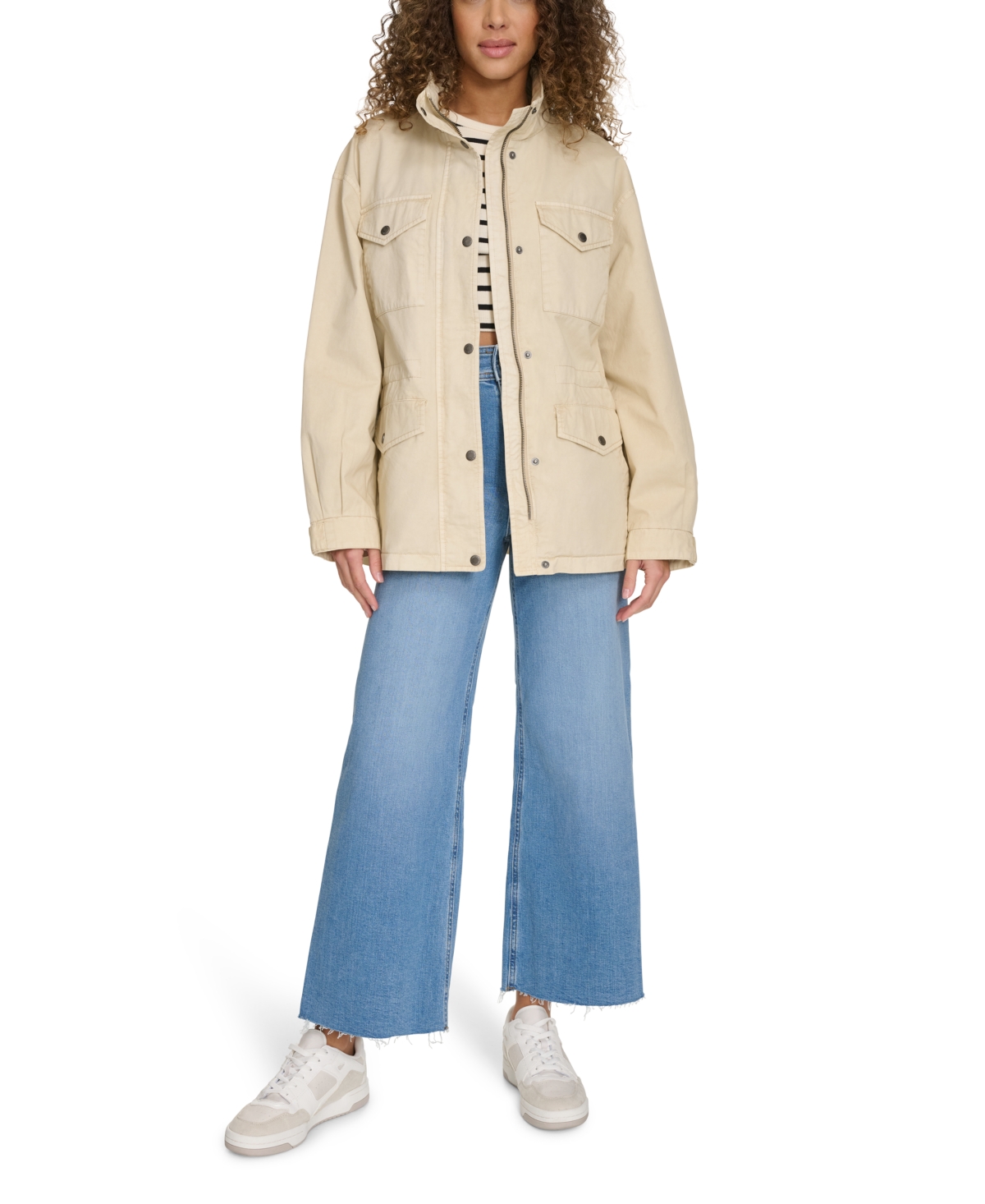 Shop Levi's Women's Cotton Four-pocket Utility Jacket In Oatmeal