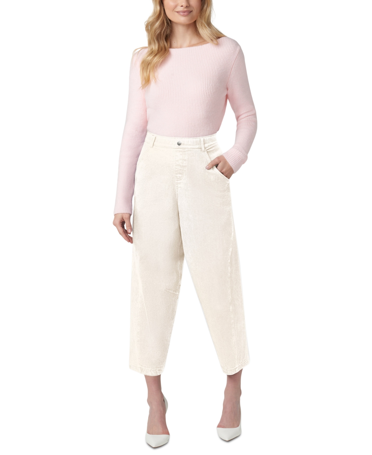 Hue Women's Denim Barrel-leg Skimmer Leggings In Off White