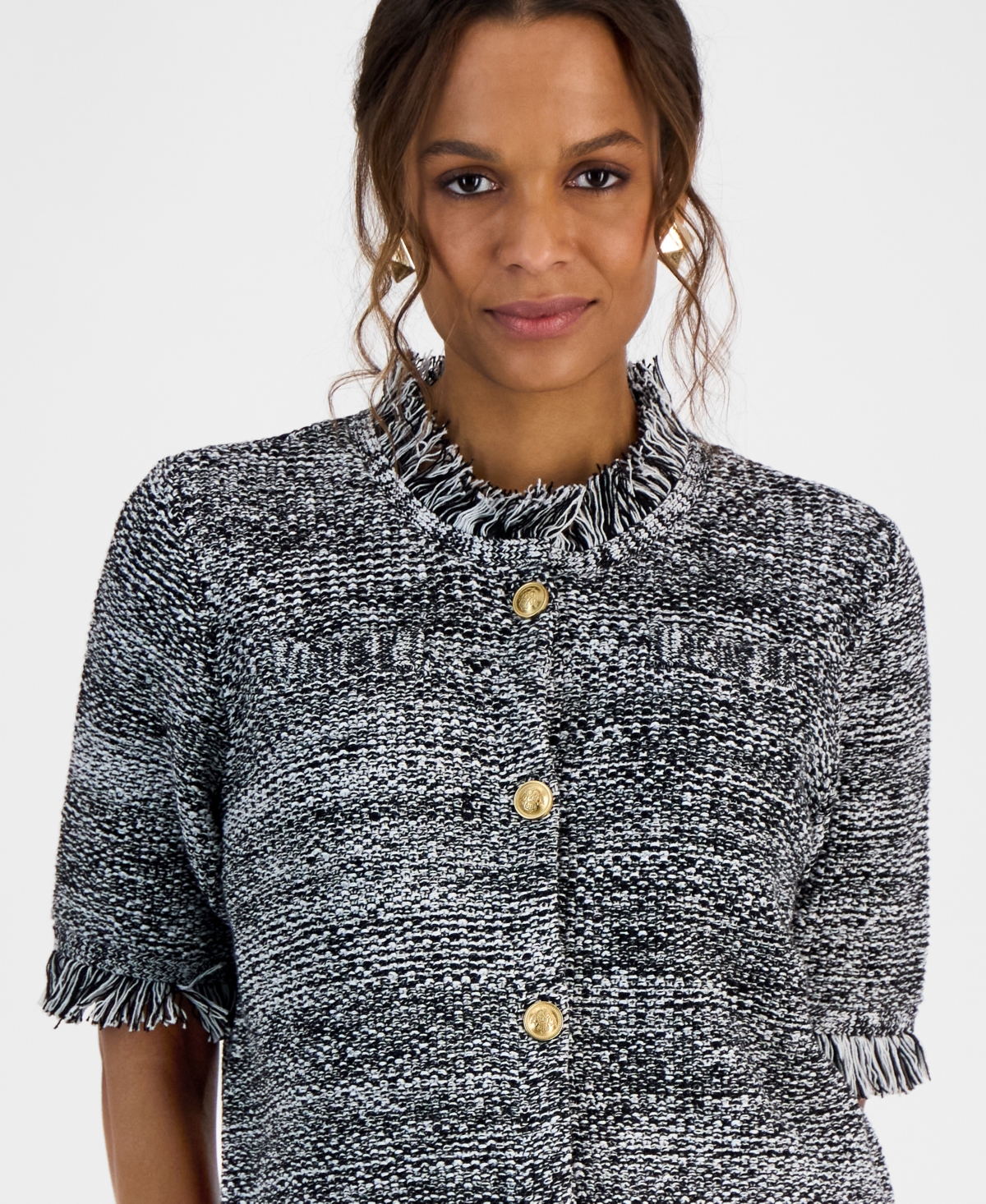 Inc International Concepts Petite Short-sleeve Cardigan, Exclusively At Macy's