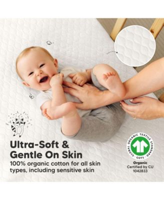 2-Pack Protect+ Waterproof Crib Mattress Protector Covers, Mavy Quilted Cotton Baby Mattress Topper, Toddler Crib Sheets