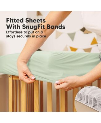 2-Pack Protect+ Waterproof Crib Mattress Protector Covers, Mavy Quilted Cotton Baby Mattress Topper, Toddler Crib Sheets