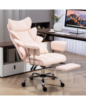 Faux Leather Gaming Chair, Ergonomic High-Back Office Chair With Tilt and Swivel, Reclining Computer Desk Chair for Women, Men