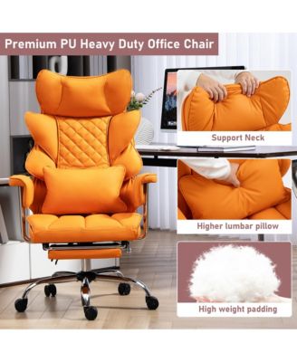 Faux Leather Gaming Chair, Ergonomic High-Back Office Chair With Tilt and Swivel, Reclining Computer Desk Chair for Women, Men
