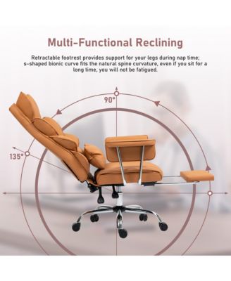 Faux Leather Gaming Chair, Ergonomic High-Back Office Chair With Tilt and Swivel, Reclining Computer Desk Chair for Women, Men