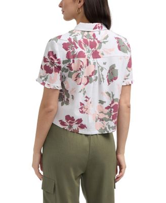 Women's Button Front Shirt with Ruffle Detail