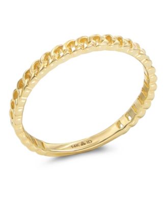 Cuban Link Ring in 14K Gold, Size 7, approx. 1.3 grams.