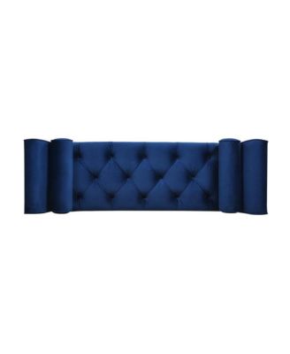 64 Inch Tufted Velvet Entryway Bench, Upholstered Bedroom Bench with Bolster Pillows & Wood Legs-The Pop Home