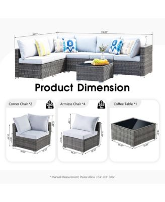 7-Piece Patio Furniture Outdoor Sofa Sets with New Wicker, Cushions and Coffee Table