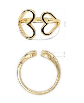 Couple Heart Ring in 14K Gold, Size 6, approx. 2.8 grams.