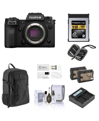 X-H2S Mirrorless Digital Camera Body, Black Bundle with 512GB CFexpress Type-B Memory Card, 2x Battery, Dual Charger, Backpack, Screen