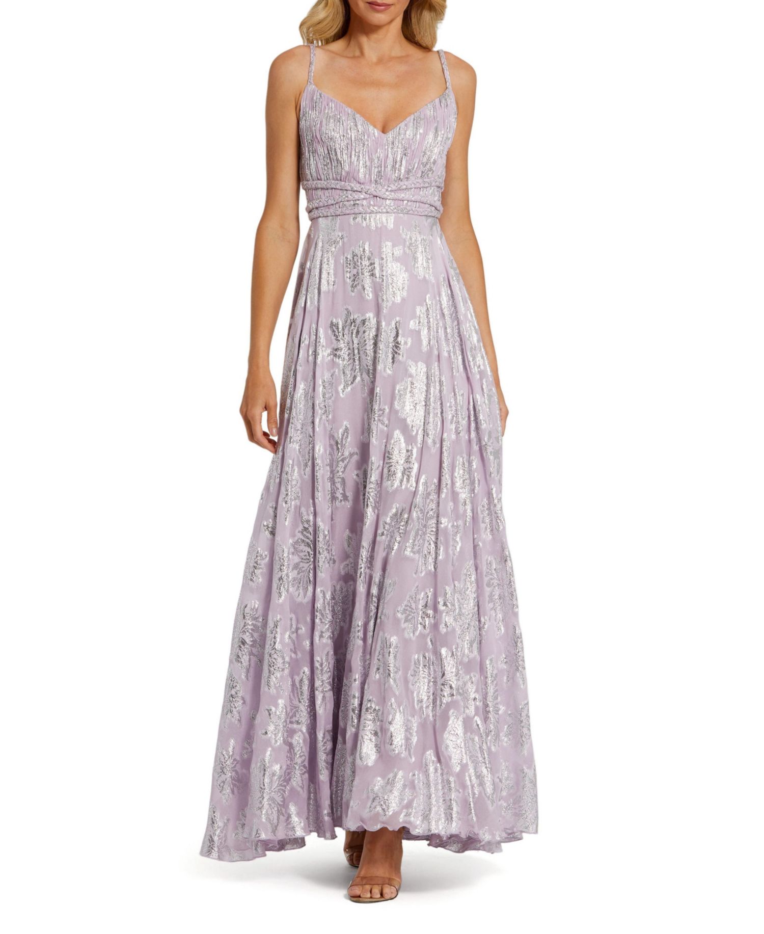 Women's Braided Strap Ruched Top Gown