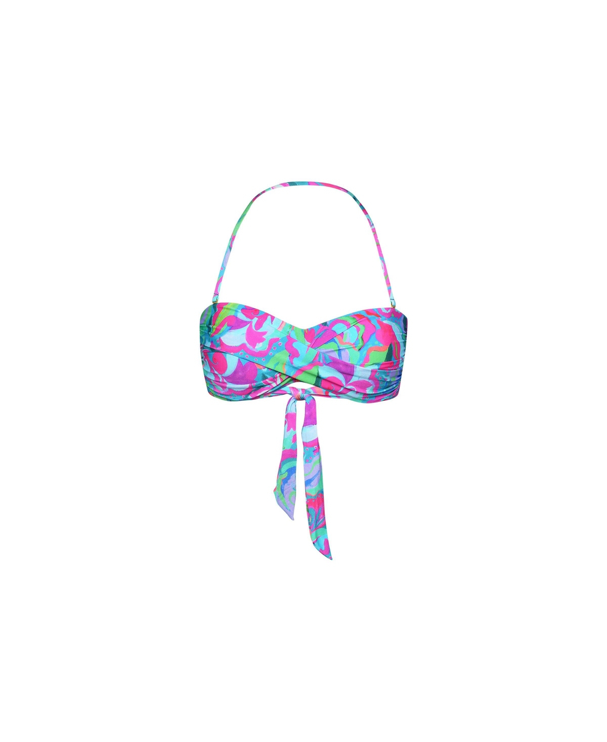 Sunshine 79 Swirltopia Twist Front Bandeau Bikini Top In Multi