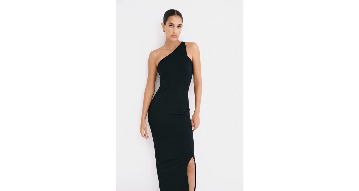 Women's Elora Off-Shoulder Column Dress with Thigh-High Slit