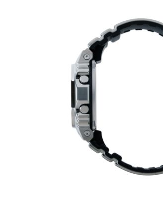 Men's Silver-Tone Silicone Watch, 43.2mm