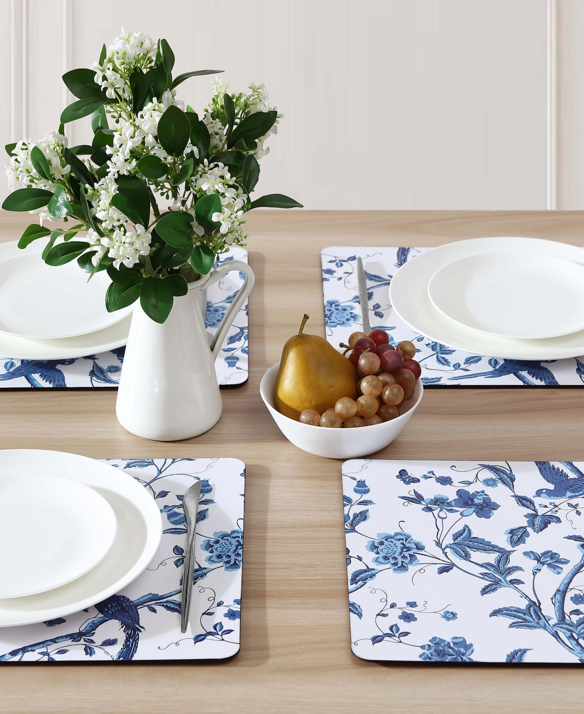 Laura Ashley Summer Palace Cork Placemats Set Of 4, 16" X 12" In Summer Palace