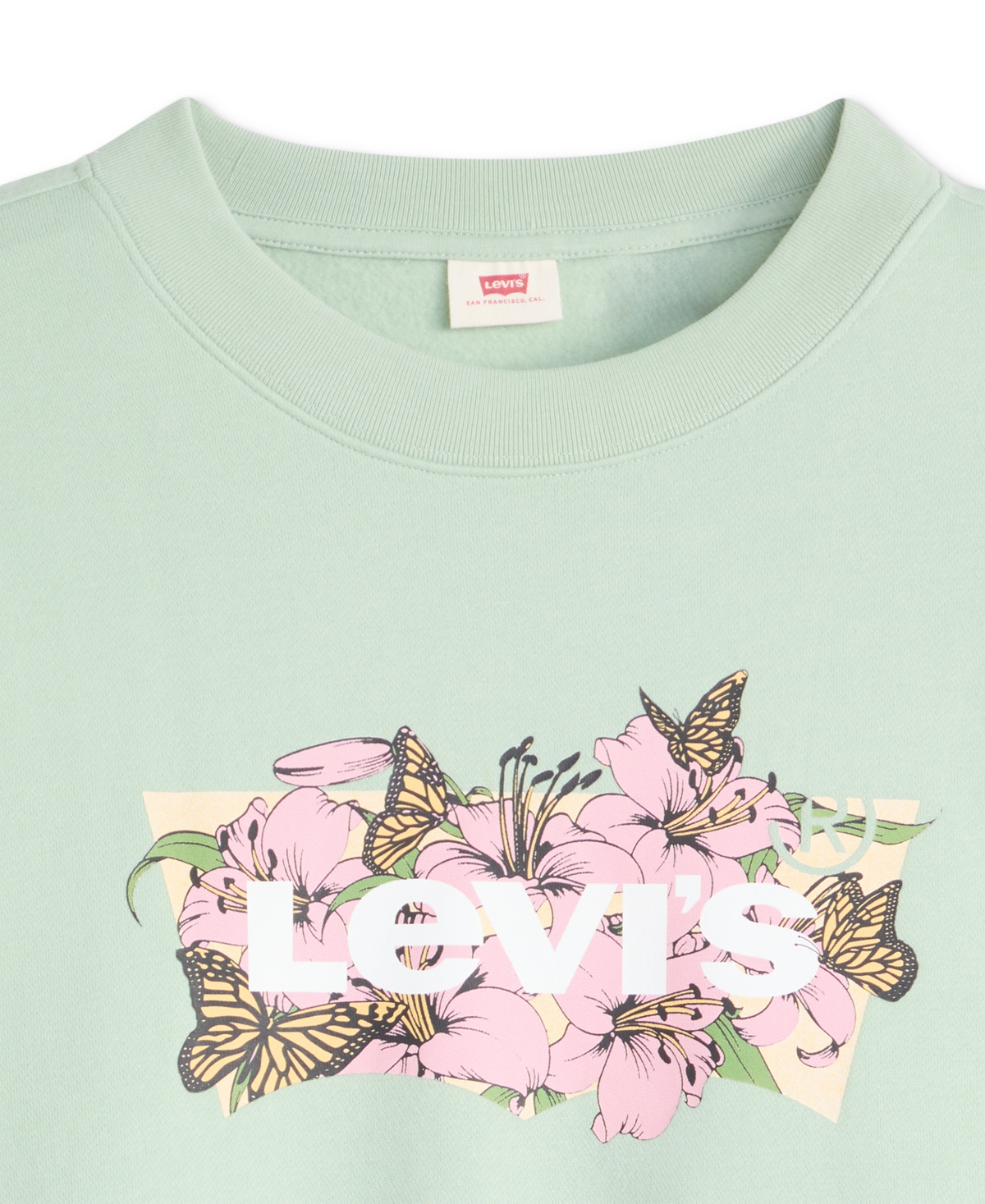 Levi's Plus Size Graphic Everyday Logo Crewneck Sweatshirt In Lilles And Butterflies Green