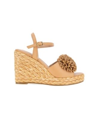 Women's Erika Raffia Flower Wedge Sandals