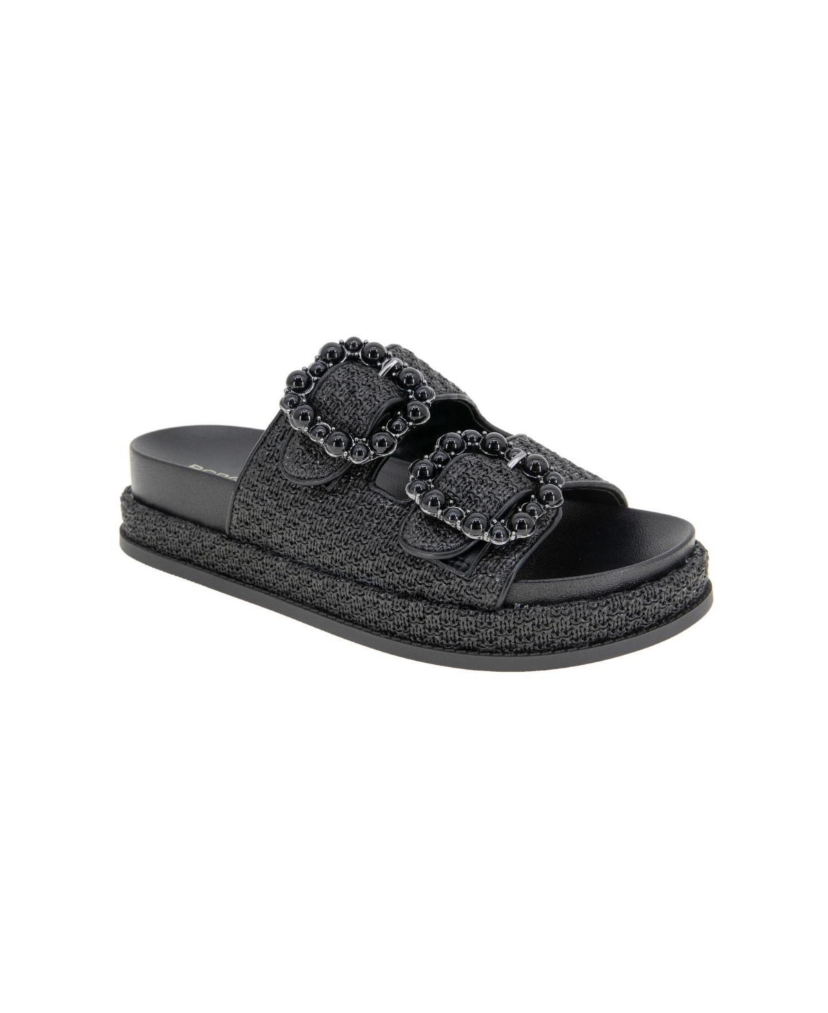Women's Bexxi Double Buckle Raffia Footbed Sandals - Natural