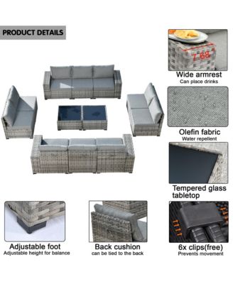 Patio Furniture Set,12 Pieces Outdoor Sectional Sofa Couch Set,Patio Conversation Set with Modular Wicker Deep Seat Chairs,Comfy Cushions,Side