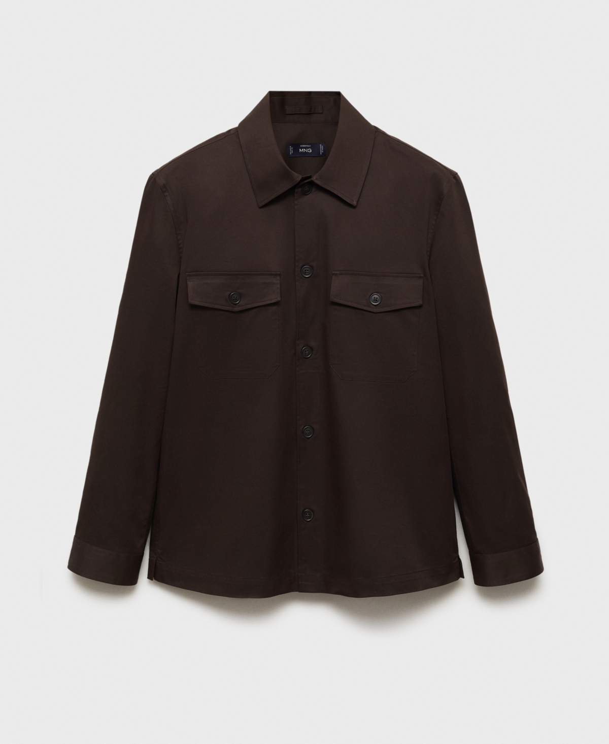 Mango Regular Fit Cotton Blend Button-up Overshirt In Chocolate