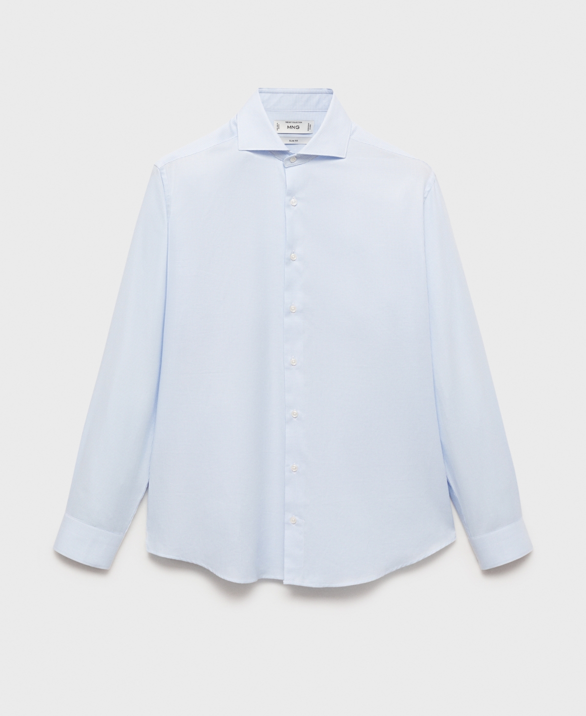 Mango Slim Fit Stripe Button-up Shirt With Contrast Collar In Sky Blue