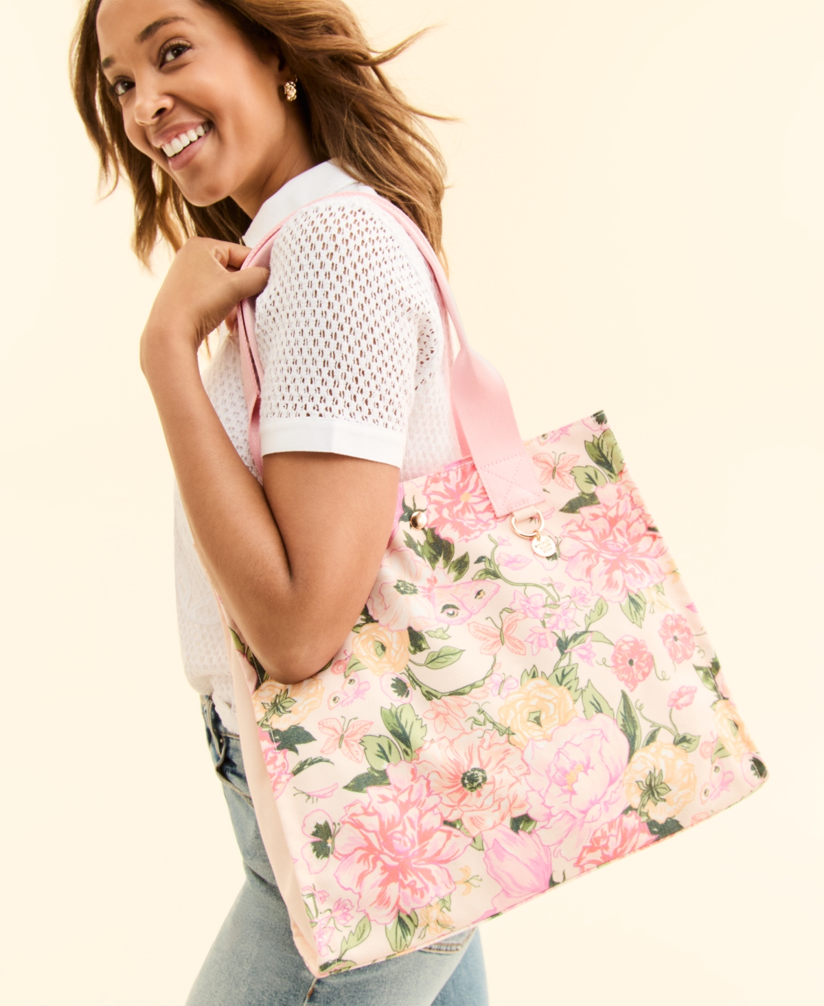 MACY'S FLOWER SHOW PRINTED CANVAS TOTE, EXCLUSIVELY AT MACY'S