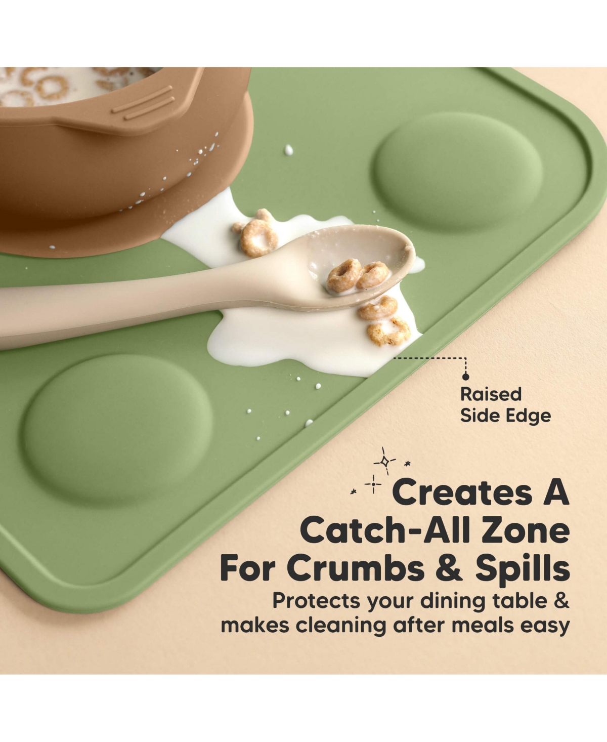 KeaBabies 2-Pack Prep Silicone Placemats for Toddlers, Kids, Non Slip Suction Dining Table Baby Placemat, Easy to Clean