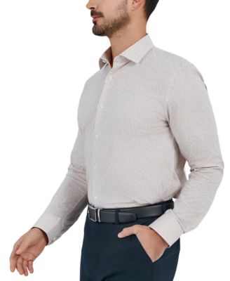 Men's Slim Flit Micro Floral Print Button-Front Dress Shirt