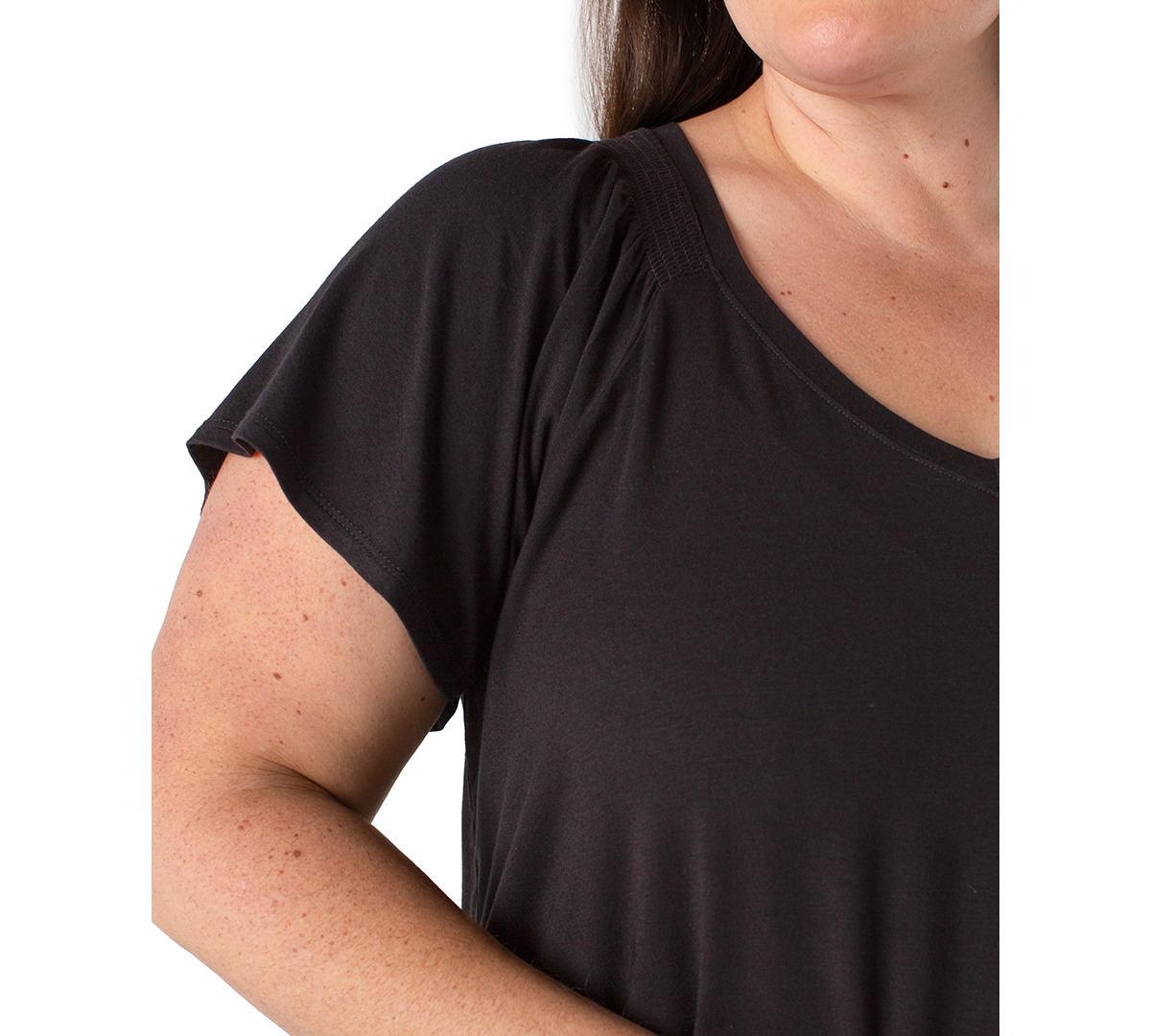Liverpool Los Angeles Liverpool Plus Size V-neck Flutter Sleeve Top In Black
