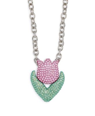 Faux Stone Spring Tulip Pendant Statement Necklace