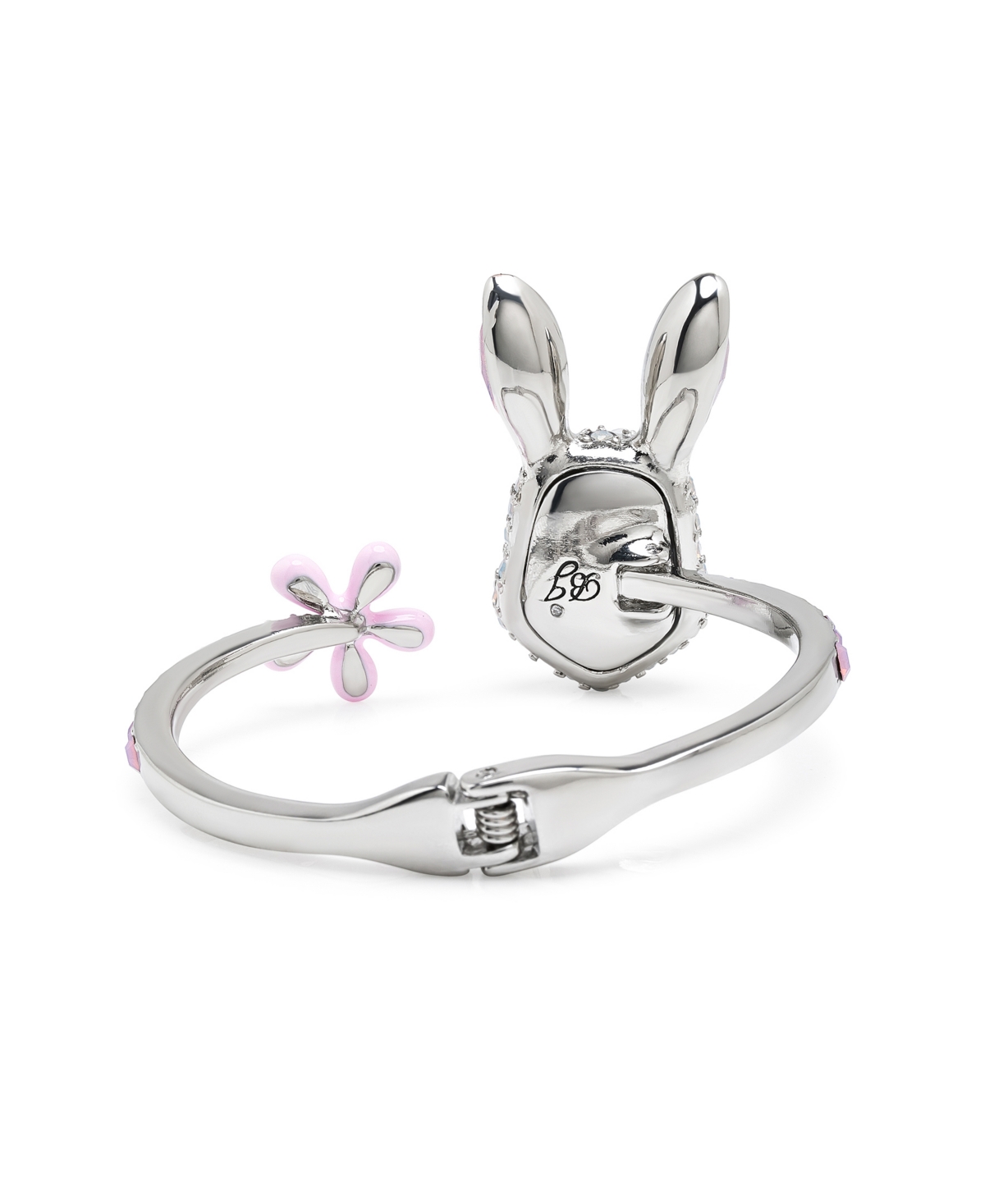 Betsey Johnson Faux Stone Spring Bunny Bangle Bracelet In Blue,rhodium