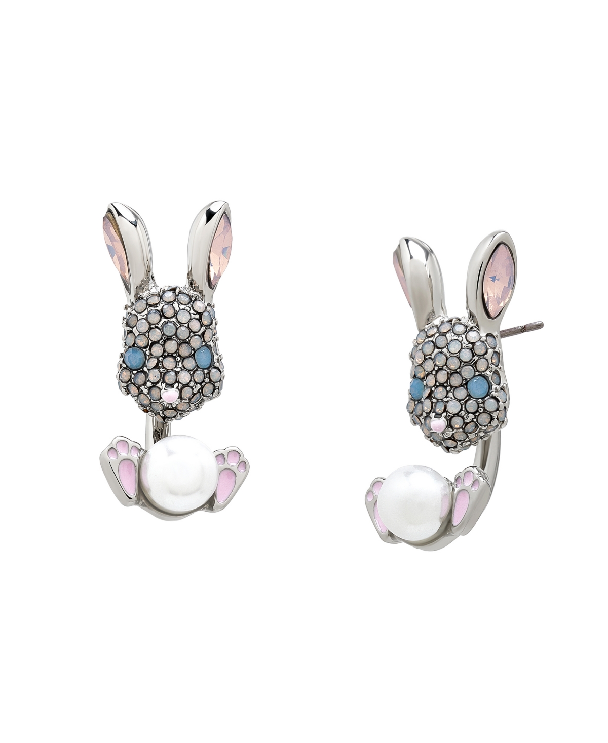 BETSEY JOHNSON FAUX STONE SPRING BUNNY BARBELL JACKET EARRING 