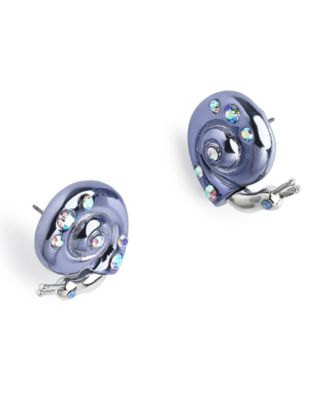 Faux Stone Spring Snail Button Earrings