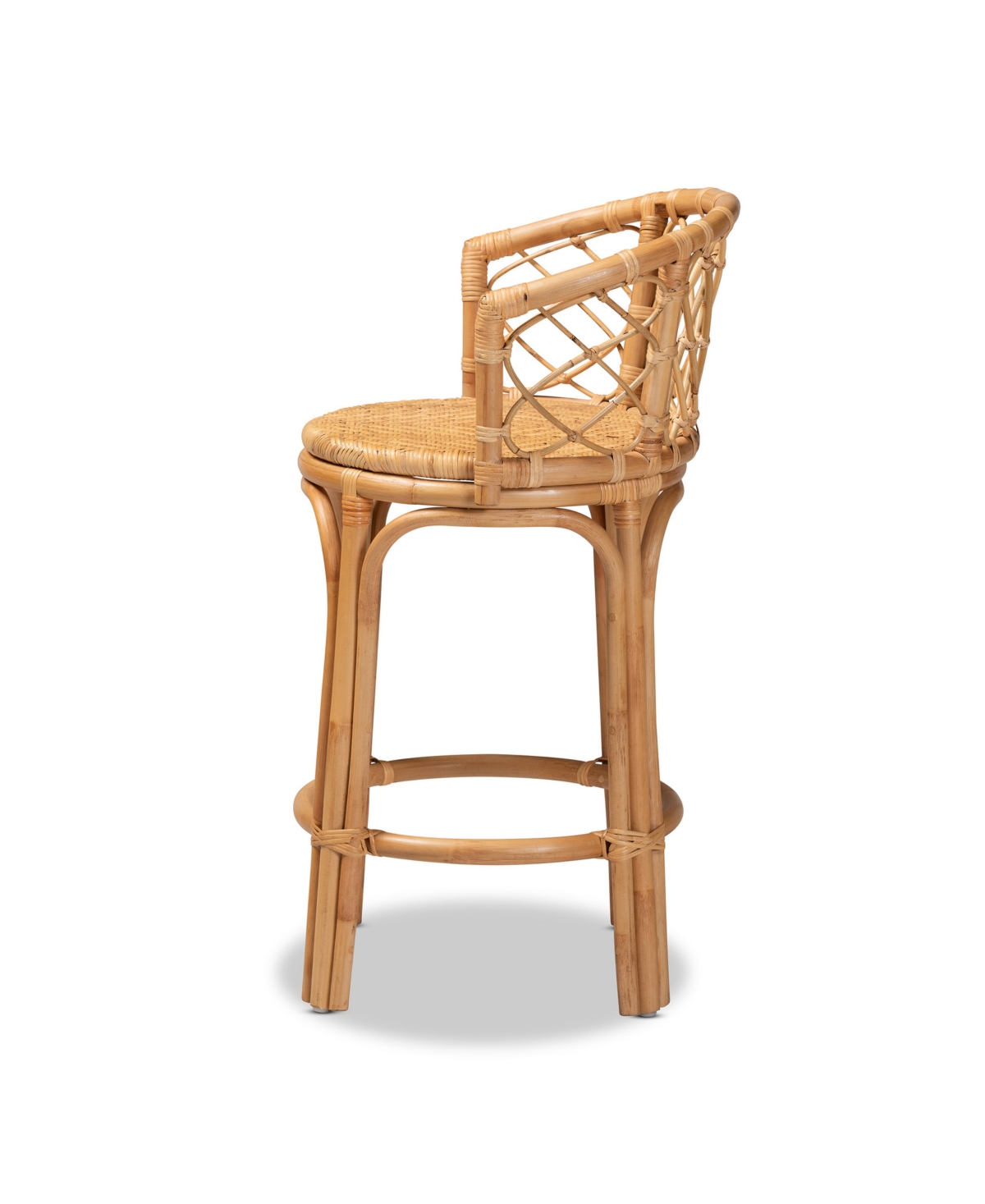 Bali & Pari 21" Rattan Orchard Modern Bohemian Counter Stool In Natural Brown