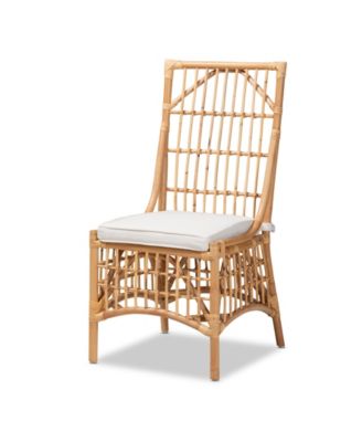 19" Upholstered and Rattan Rose Modern Bohemian Dining Chair