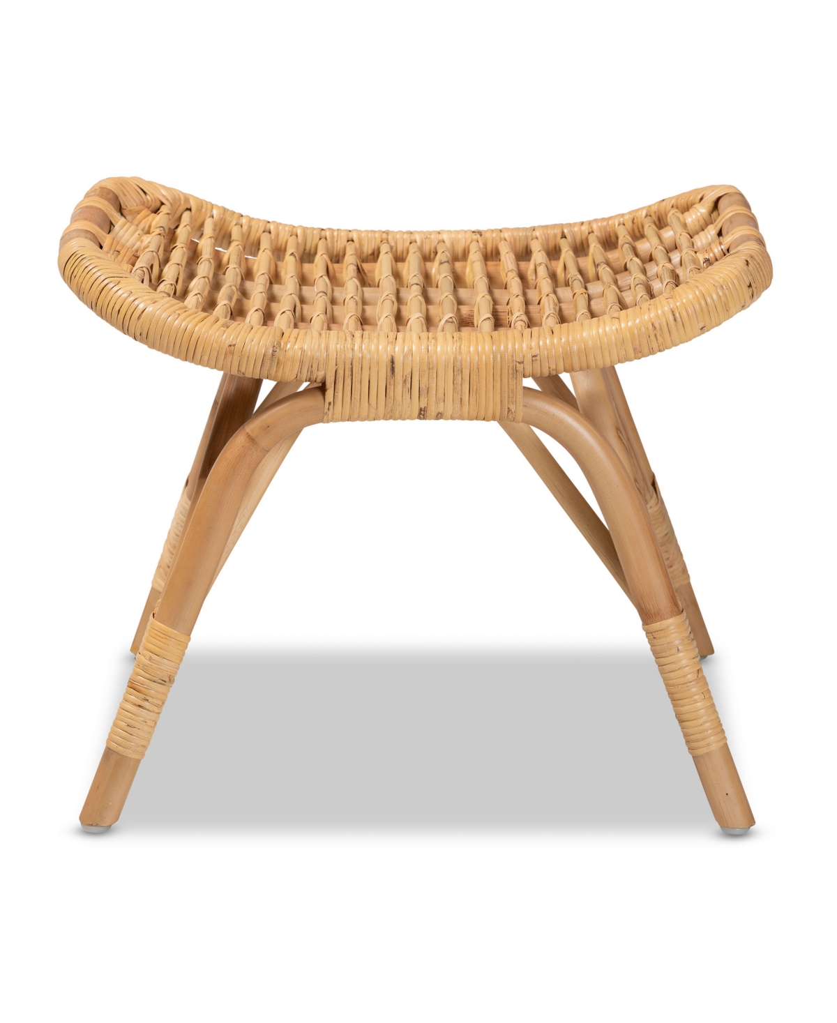Bali & Pari Bernardo Modern Bohemian Natural Brown Rattan Ottoman In Natural Brown