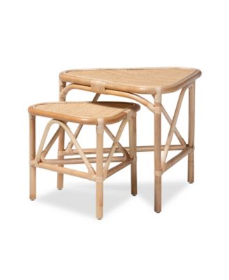 2-Pc. Finished Rattan Jayden Modern Bohemian End Table Set