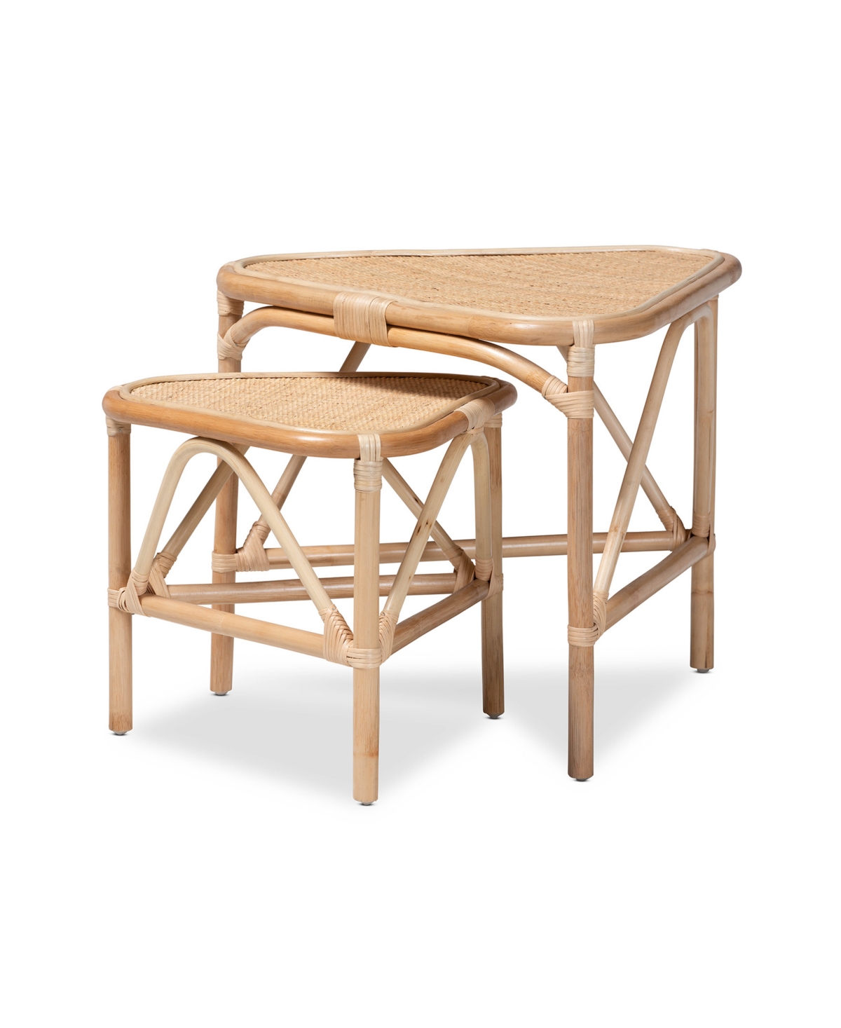 Bali & Pari 2-pc. Finished Rattan Jayden Modern Bohemian End Table Set In Natural Brown