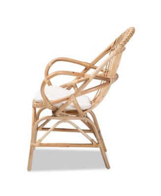 29" Upholstered and Finished Rattan Jayden Modern Bohemian Accent Chair