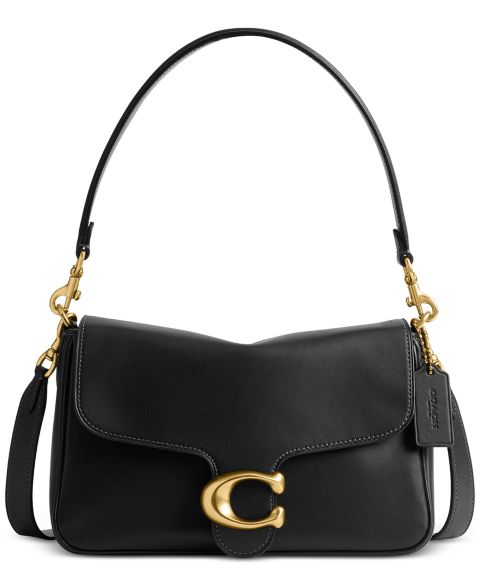 Женская сумка COACH Soft Tabby Small Leather Shoulder, цвет: Латунный / Чёрный