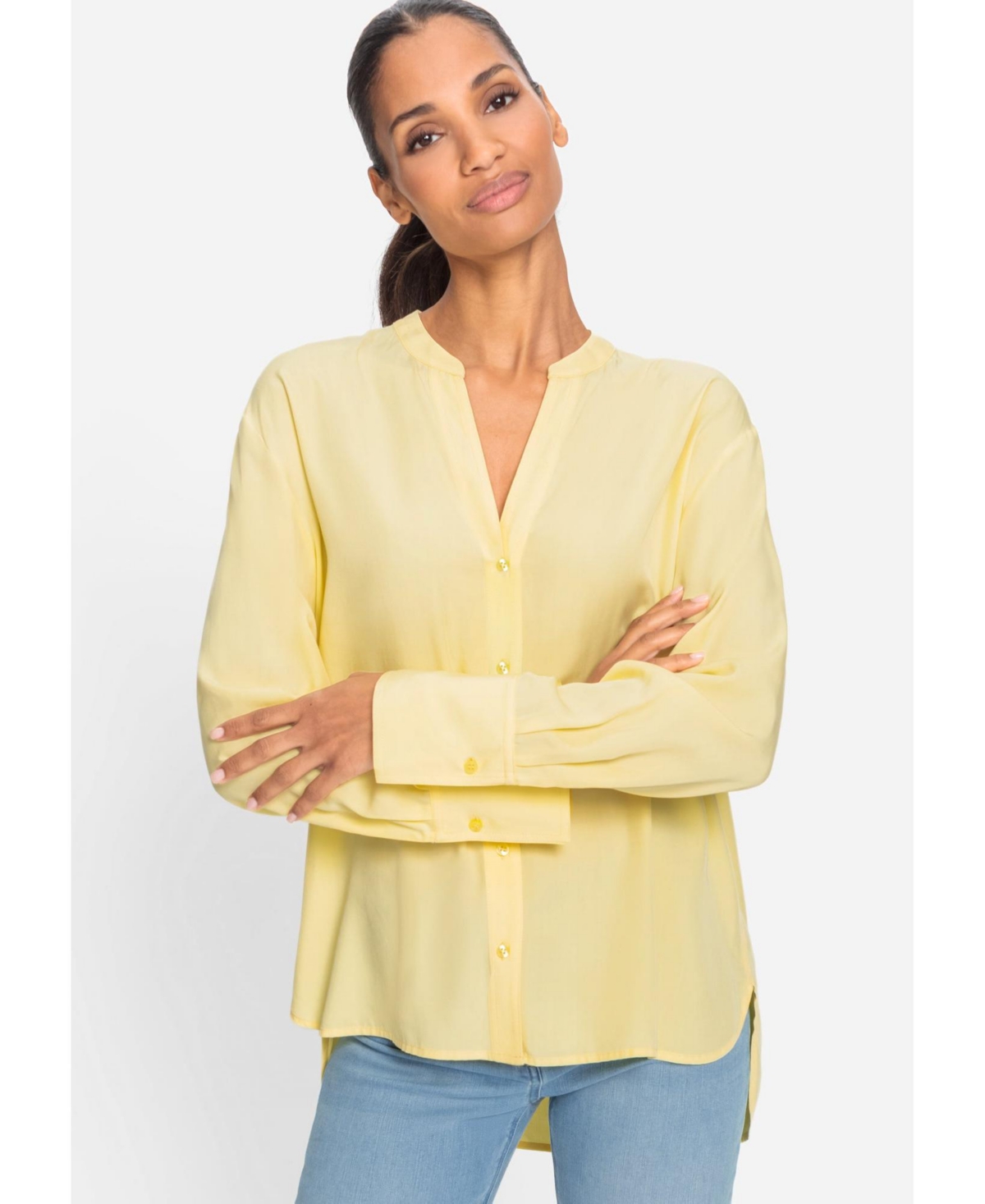 Women's Solid Tunic Shirt - Sun yellow
