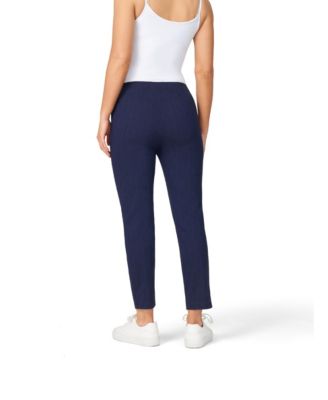 Women's Stripe Slim Fit Pull On Cropped Pant