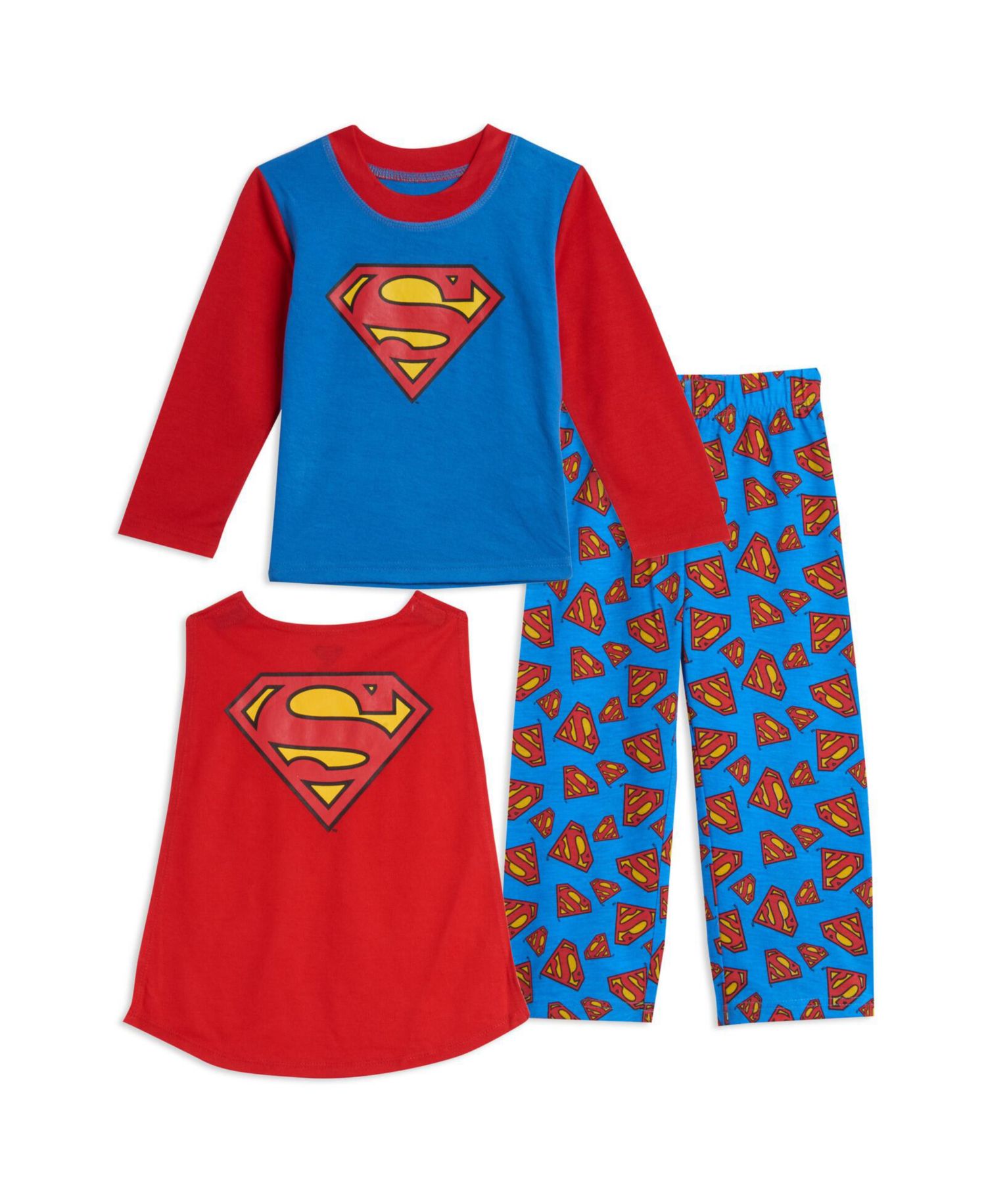 Boys' Cosplay 3 Piece Pajama Shirt Pants and Cape Set