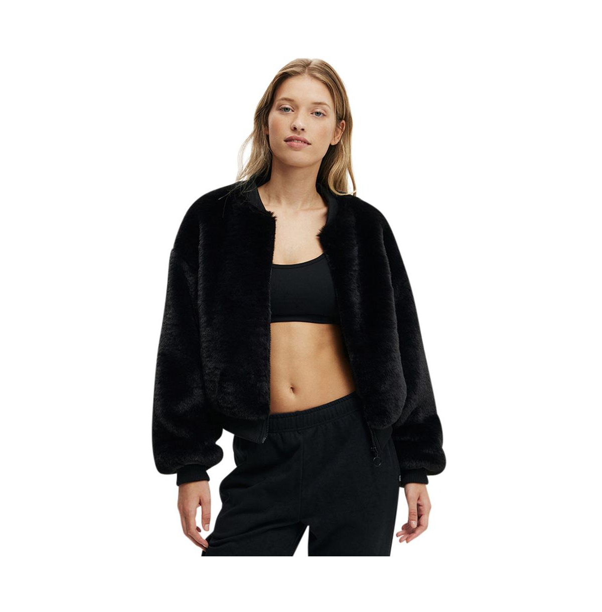 Women's Ariel Faux Fur Bomber Jacket - Coconut milk
