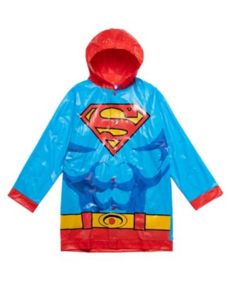 Boys DC Comics Superman Batman Waterproof Rain Jacket Cape and Umbrella 3 Piece Set to